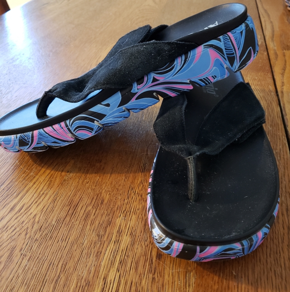 BUNDLE 3 FOR $35    Alegria Black Suede Flip Flops